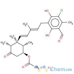 CAS No:22738-98-3 Benzaldehyde,3-[(2E,4E)-5-[(1S,2S,3S,6R)-3-(acetyloxy)-1,2,6-trimethyl-5-oxocyclohexyl]-3-methyl-2,4-pentadien-1-yl]-5-chloro-2,4-dihydroxy-6-methyl-