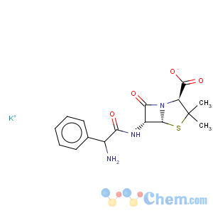 CAS No:23277-71-6 4-Thia-1-azabicyclo[3.2.0]heptane-2-carboxylicacid, 6-[(aminophenylacetyl)amino]-3,3-dimethyl-7-oxo-, monopotassium salt,[2S-[2a,5a,6b(S*)]]- (9CI)