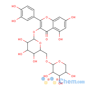 CAS No:23284-18-6 4H-1-Benzopyran-4-one,3-[(6-O-a-L-arabinopyranosyl-b-D-glucopyranosyl)oxy]-2-(3,4-dihydroxyphenyl)-5,7-dihydroxy-