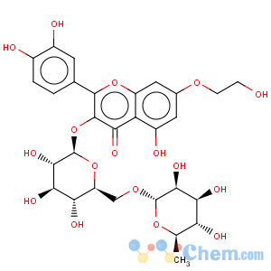 CAS No:23869-24-1 4H-1-Benzopyran-4-one,3-[[6-O-(6-deoxy-a-L-mannopyranosyl)-b-D-glucopyranosyl]oxy]-2-(3,4-dihydroxyphenyl)-5-hydroxy-7-(2-hydroxyethoxy)-