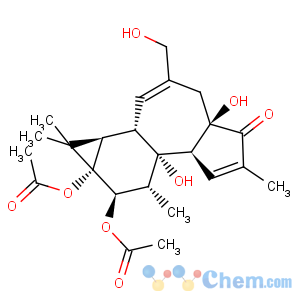CAS No:24928-15-2 5H-Cyclopropa[3,4]benz[1,2-e]azulen-5-one,9,9a-bis(acetyloxy)-1,1a,1b,4,4a,7a,7b,8,9,9a-decahydro-4a,7b-dihydroxy-3-(hydroxymethyl)-1,1,6,8-tetramethyl-,(1aR,1bS,4aR,7aS,7bS,8R,9R,9aS)-