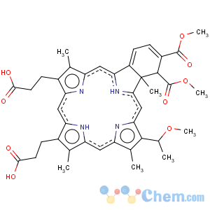 CAS No:250230-50-3 23H,25H-Benzo[b]porphine-9,13-dipropanoicacid,1,22a-dihydro-1,2-bis(methoxycarbonyl)-19-(1-methoxyethyl)-8,14,18,22a-tetramethyl-(9CI)