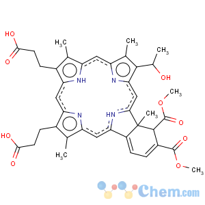 CAS No:250230-51-4 23H,25H-Benzo[b]porphine-9,13-dipropanoicacid,1,22a-dihydro-19-(1-hydroxyethyl)-1,2-bis(methoxycarbonyl)-8,14,18,22a-tetramethyl-(9CI)