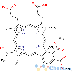 CAS No:250230-54-7 23H,25H-Benzo[b]porphine-9,13-dipropanoicacid,4,4a-dihydro-18-(1-hydroxyethyl)-3,4-bis(methoxycarbonyl)-4a,8,14,19-tetramethyl-(9CI)