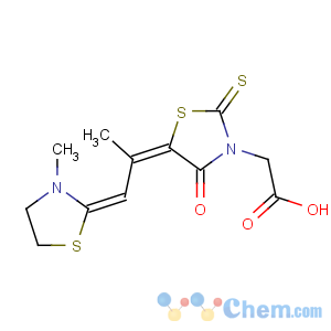 CAS No:25651-76-7 5-[1-Methyl-2-(3-methylthiazolidin-2-ylidene)ethylidene]-4-oxo-2-thioxothiazolidin-3-acetic acid