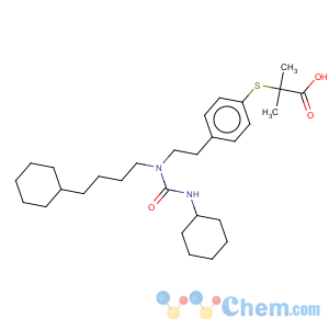 CAS No:265129-71-3 2-((4-(2-(((Cyclohexylamino)carbonyl)-(4-cyclohexylbutyl)amino)ethyl)phenyl)thio)-2-methylpropanoic acid