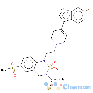 CAS No:271780-64-4 1-{2-[4-(6-Fluoro-1H-indol-3-yl)-3,6-dihydro-2H-pyridin-1-yl]-ethyl}-3-isopropyl-6-methanesulfonyl-3,4-dihydro-1H-benzo[1,2,6]thiadiazine 2,2-dioxide