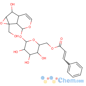 CAS No:27409-30-9 [(2R,3S,4S,5R,6S)-6-[[(1aS,1bS,2S,5aR,6S,<br />6aS)-6-hydroxy-1a-(hydroxymethyl)-2,5a,6,6a-tetrahydro-1bH-oxireno[5,<br />6]cyclopenta[1,3-c]pyran-2-yl]oxy]-3,4,5-trihydroxyoxan-2-yl]methyl<br />(E)-3-phenylprop-2-enoate