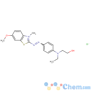 CAS No:27745-20-6 2-[N-ethyl-4-[(6-methoxy-3-methyl-1,<br />3-benzothiazol-3-ium-2-yl)diazenyl]anilino]ethanol