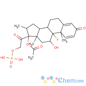 CAS No:28032-31-7 Pregna-1,4-diene-3,20-dione,17-(acetyloxy)-9-fluoro-11-hydroxy-16-methyl-21-(phosphonooxy)-, (11b,16b)- (9CI)