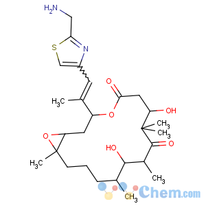 CAS No:280578-49-6 (1S,3S,7S,10R,11S,12S,16R)-3-[(E)-1-[2-(aminomethyl)-1,<br />3-thiazol-4-yl]prop-1-en-2-yl]-7,11-dihydroxy-8,8,10,12,<br />16-pentamethyl-4,17-dioxabicyclo[14.1.0]heptadecane-5,9-dione
