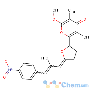 CAS No:2825-00-5 4H-Pyran-4-one,2-methoxy-3,5-dimethyl-6-[(2R,4Z)-tetrahydro-4-[(2E)-2-methyl-3-(4-nitrophenyl)-2-propen-1-ylidene]-2-furanyl]-