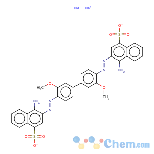 CAS No:2868-75-9 1-Naphthalenesulfonicacid, 3,3'-[(3,3'-dimethoxy[1,1'-biphenyl]-4,4'-diyl)bis(azo)]bis[4-amino-,disodium salt (9CI)