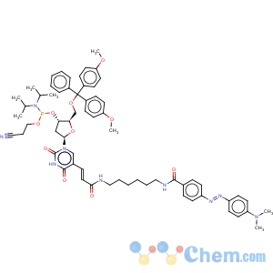 CAS No:316121-62-7 Uridine,5'-O-[bis(4-methoxyphenyl)phenylmethyl]-2'-deoxy-5-[3-[[6-[[4-[[4-(dimethylamino)phenyl]azo]benzoyl]amino]hexyl]amino]-3-oxo-1-propenyl]-,3'-[2-cyanoethyl bis(1-methylethyl)phosphoramidite] (9CI)