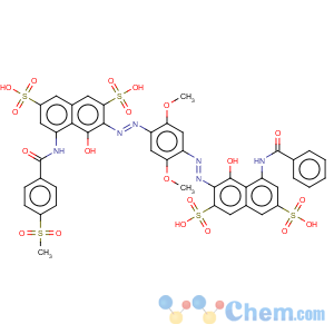 CAS No:31675-93-1 2,7-Naphthalenedisulfonicacid,3-[[4-[[8-(benzoylamino)-1-hydroxy-3,6-disulfo-2-naphthalenyl]azo]-2,5-dimethoxyphenyl]azo]-4-hydroxy-5-[[4-(methylsulfonyl)benzoyl]amino]-(9CI)
