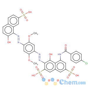 CAS No:31825-07-7 2,7-Naphthalenedisulfonicacid,5-[(4-chlorobenzoyl)amino]-4-hydroxy-3-[2-[4-[2-(2-hydroxy-7-sulfo-1-naphthalenyl)diazenyl]-2,5-dimethoxyphenyl]diazenyl]-