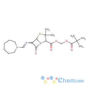 CAS No:32886-97-8 4-Thia-1-azabicyclo[3.2.0]heptane-2-carboxylicacid, 6-[[(hexahydro-1H-azepin-1-yl)methylene]amino]-3,3-dimethyl-7-oxo-,(2,2-dimethyl-1-oxopropoxy)methyl ester, (2S,5R,6R)-