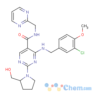 CAS No:330784-47-9 4-[(3-chloro-4-methoxyphenyl)methylamino]-2-[(2S)-2-(hydroxymethyl)<br />pyrrolidin-1-yl]-N-(pyrimidin-2-ylmethyl)pyrimidine-5-carboxamide