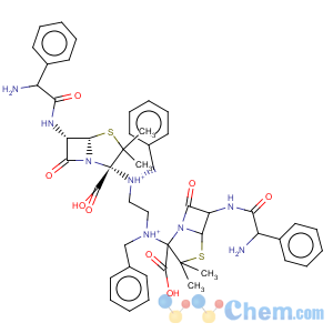 CAS No:33276-75-4 4-Thia-1-azabicyclo(3.2.0)heptane-2-carboxylic acid, 6-((aminophenylacetyl)amino)-3,3-dimethyl-7-oxo-, (2S-(2alpha,5alpha,6beta(S*)))-, compd with N,N-bis(phenylmethyl)-1,2-    ethanediamine (2:1)