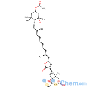 CAS No:33281-81-1 2(5H)-Furanone,5-[(2E,4E,6E,8E,10R)-11-[(2R,4S)-4-(acetyloxy)-2-hydroxy-2,6,6-trimethylcyclohexylidene]-2,9-dimethyl-2,4,6,8,10-undecapentaen-1-ylidene]-3-[(1E)-2-[(1S,4S,6R)-4-hydroxy-2,2,6-trimethyl-7-oxabicyclo[4.1.0]hept-1-yl]ethenyl]-,(5Z)-