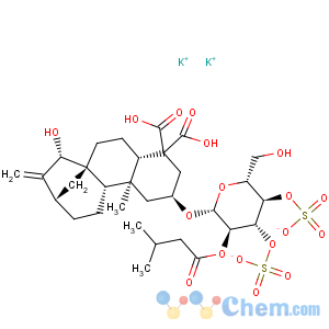 CAS No:33286-30-5 Dipotassium Dihydrogen 15alpha-Hydroxy-2beta-[[2-O-Isovaleryl-3,4-Di-O-Sulphonato-Beta-D-Glucopyranosyl]Oxy]Kaur-16-Ene-18,19-Dioate
