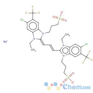 CAS No:33628-05-6 1H-Benzimidazolium,6-chloro-2-[3-[5-chloro-3-ethyl-1,3-dihydro-1-(3-sulfopropyl)-6-(trifluoromethyl)-2H-benzimidazol-2-ylidene]-1-propen-1-yl]-1-ethyl-3-(3-sulfopropyl)-5-(trifluoromethyl)-,inner salt, sodium salt (1:1)