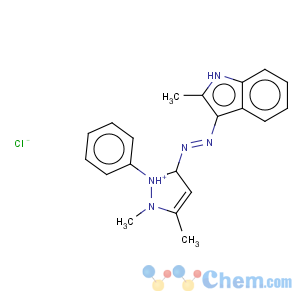CAS No:33639-59-7 1H-Pyrazolium,1,5-dimethyl-3-[2-(2-methyl-1H-indol-3-yl)diazenyl]-2-phenyl-, chloride (1:1)
