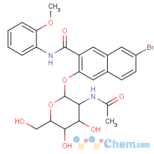 CAS No:3395-37-7 3-[3-acetamido-4,<br />5-dihydroxy-6-(hydroxymethyl)oxan-2-yl]oxy-7-bromo-N-(2-methoxyphenyl)<br />naphthalene-2-carboxamide