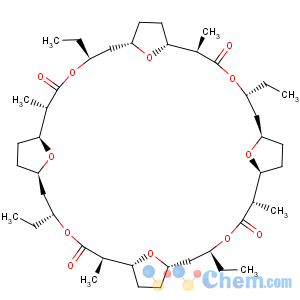 CAS No:33956-61-5 4,13,22,31,37,38,39,40-Octaoxapentacyclo[32.2.1.17,10.116,19.125,28]tetracontane-3,12,21,30-tetrone,5,14,23,32-tetraethyl-2,11,20,29-tetramethyl-, (1R,2R,5R,7R,10S,11S,14S,16S,19R,20R,23R,25R,28S,29S,32S,34S)-