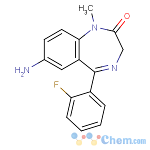 CAS No:34084-50-9 7-amino-5-(2-fluorophenyl)-1-methyl-3H-1,4-benzodiazepin-2-one