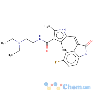 CAS No:342641-94-5 N-(2-(Diethylamino)ethyl)-5-((5-fluoro-2-oxoindolin-3-ylidene)methyl)-2,4-dimethyl-1H-pyrrole-3-carboxamideN-[2-(Diethylamino)ethyl]-5-[(5-fluoro-1,2-dihydro-2-oxo-3H-indol-3-ylidene)methyl]-2,4-dimethyl-1H-pyrrole-3-carboxamideN-(2-(Diethylamino)ethyl)-5-((5-fluoro-2-oxoindolin-3-ylidene)methyl)-2,4-dimethyl-1H-pyrrole-3-carboxamide