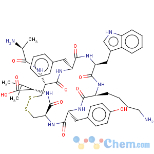 CAS No:342878-90-4 L-Valine,L-alanyl-L-cysteinyl-L-phenylalanyl-L-tryptophyl-L-lysyl-L-tyrosyl-L-cysteinyl-,cyclic (2®