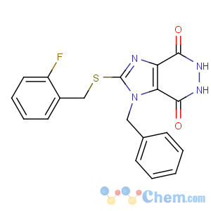 CAS No:3434-15-9 1H-Imidazo[4,5-d]pyridazine-4,7-dione,2-[[(2-fluorophenyl)methyl]thio]-5,6-dihydro-1-(phenylmethyl)-