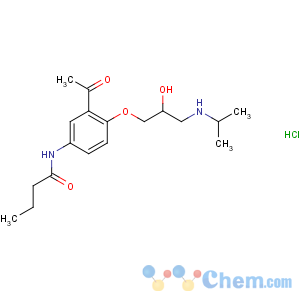 CAS No:34381-68-5 N-[3-acetyl-4-[2-hydroxy-3-(propan-2-ylamino)propoxy]phenyl]butanamide