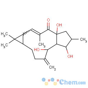 CAS No:34420-19-4 4H-Cyclopenta[a]cyclopropa[f]cycloundecen-4-one,1,1a,4a,5,6,7,7a,8,9,10,11,11a-dodecahydro-4a,7,8-trihydroxy-1,1,3,6-tetramethyl-9-methylene-,(1aR,2E,4aR,6S,7S,7aR,8R,11aS)-