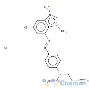 CAS No:34432-89-8 1H-Benzimidazolium,6-chloro-4-[2-[4-[(2-cyanoethyl)ethylamino]phenyl]diazenyl]-1,3-dimethyl-,chloride (1:1)