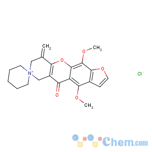 CAS No:34959-30-3 Spiro[5H-furo[3',2':6,7][1]benzopyrano[3,2-c]pyridine-7(6H),1'-piperidin-1'-ium],8,9-dihydro-4,11-dimethoxy-9-methylene-5-oxo-, chloride (1:1)