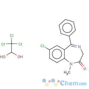CAS No:34985-87-0 7-Chloro-1,3-Dihydro-1-Methyl-5-Phenyl-2h-1,4-Benzodiazepin-2-One Compound With 2,2,2-Trichloroethane-1,1-Diol (1:1)