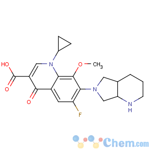 CAS No:354812-41-2 7-(1,2,3,4,4a,5,7,7a-octahydropyrrolo[3,<br />4-b]pyridin-6-yl)-1-cyclopropyl-6-fluoro-8-methoxy-4-oxoquinoline-3-<br />carboxylic acid