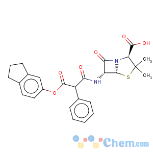 CAS No:35531-88-5 4-Thia-1-azabicyclo[3.2.0]heptane-2-carboxylicacid,6-[[3-[(2,3-dihydro-1H-inden-5-yl)oxy]-1,3-dioxo-2-phenylpropyl]amino]-3,3-dimethyl-7-oxo-,(2S,5R,6R)-