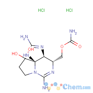 CAS No:35554-08-6 1H,10H-Pyrrolo[1,2-c]purine-10,10-diol,2,6-diamino-4-[[(aminocarbonyl)oxy]methyl]-3a,4,8,9-tetrahydro-, hydrochloride(1:2), (3aS,4R,10aS)-