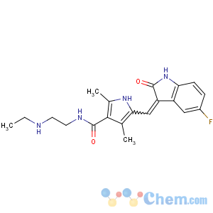 CAS No:356068-97-8 N-[2-(ethylamino)ethyl]-5-[(Z)-(5-fluoro-2-oxo-1H-indol-3-ylidene)<br />methyl]-2,4-dimethyl-1H-pyrrole-3-carboxamide