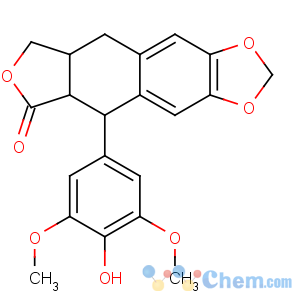 CAS No:3590-93-0 (5R,5aR,8aR)-5-(4-hydroxy-3,5-dimethoxyphenyl)-5a,8,8a,<br />9-tetrahydro-5H-[2]benzofuro[5,6-f][1,3]benzodioxol-6-one