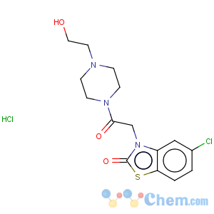 CAS No:35941-71-0 2(3H)-Benzothiazolone,5-chloro-3-[2-[4-(2-hydroxyethyl)-1-piperazinyl]-2-oxoethyl]-, hydrochloride(1:1)