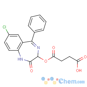 CAS No:36434-10-3 4-[(9-chloro-3-oxo-6-phenyl-2,5-diazabicyclo[5.4.0]undeca-5,8,10,12-tetraen-4-yl)oxy]-4-oxo-butanoic acid