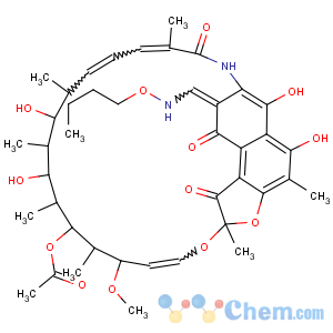 CAS No:38128-83-5 (8Z,24E)-8-[(butoxyamino)methylidene]-5,6,17,19-tetrahydroxy-23-methoxy-2,4,12,16,18,20,22-heptamethyl-1,9,11-trioxo-1,2,8,9-tetrahydro-2,7-(epoxypentadeca[1,11,13]trienoimino)naphtho[2,1-b]furan-21-yl acetate