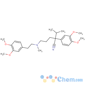 CAS No:38321-02-7 (2R)-2-(3,4-dimethoxyphenyl)-5-[2-(3,<br />4-dimethoxyphenyl)ethyl-methylamino]-2-propan-2-ylpentanenitrile