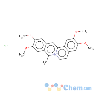 CAS No:38989-38-7 Dibenzo[a,g]quinolizinium,2,3,10,11-tetramethoxy-8-methyl-, chloride (1:1)
