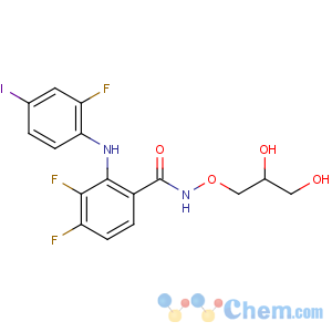 CAS No:391210-10-9 N-[(2R)-2,3-dihydroxypropoxy]-3,<br />4-difluoro-2-(2-fluoro-4-iodoanilino)benzamide