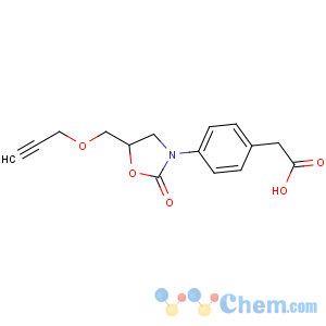 CAS No:39392-86-4 2-[4-[2-oxo-5-(prop-2-ynoxymethyl)-1,3-oxazolidin-3-yl]phenyl]acetic<br />acid